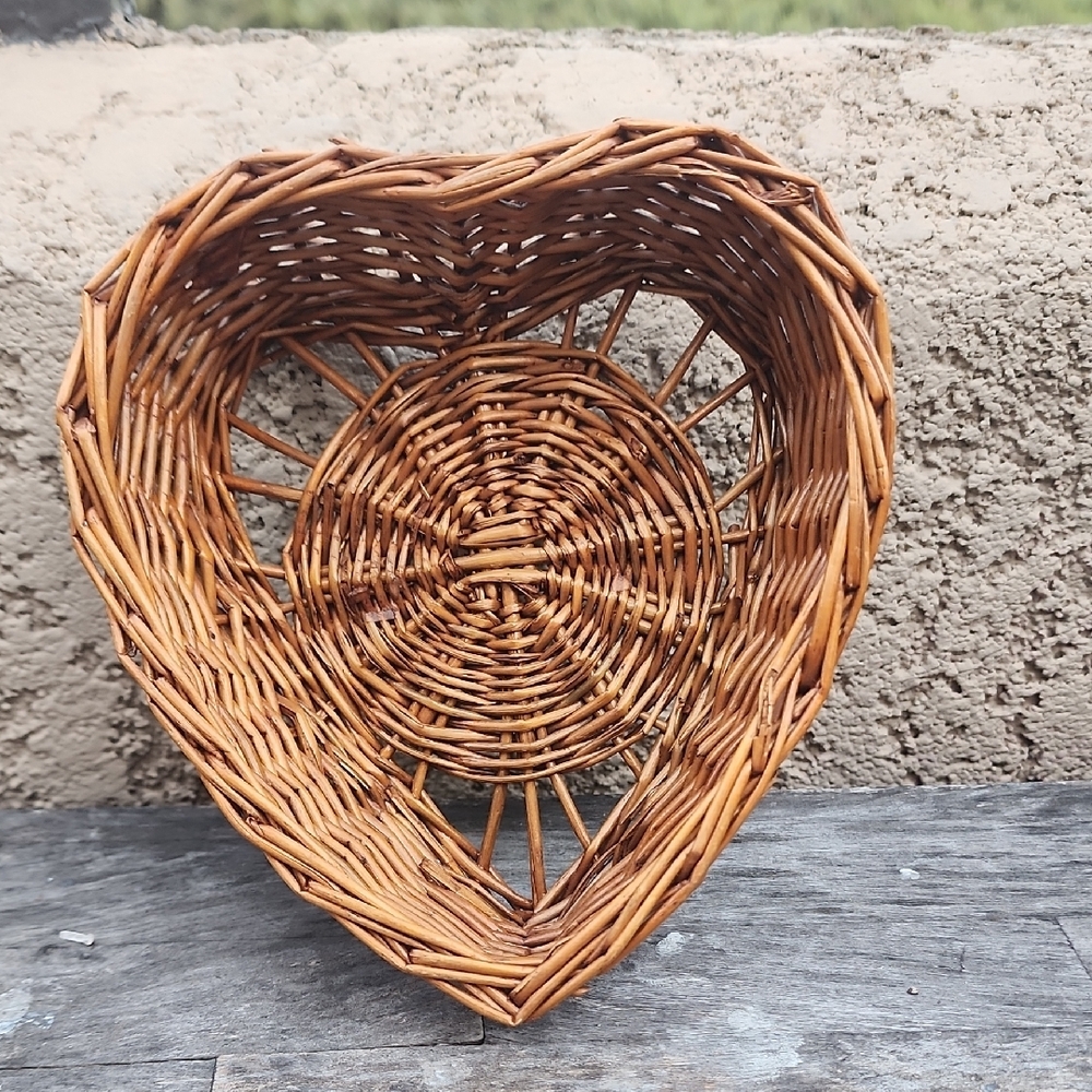 Heart-Shaped Wicker Basket
